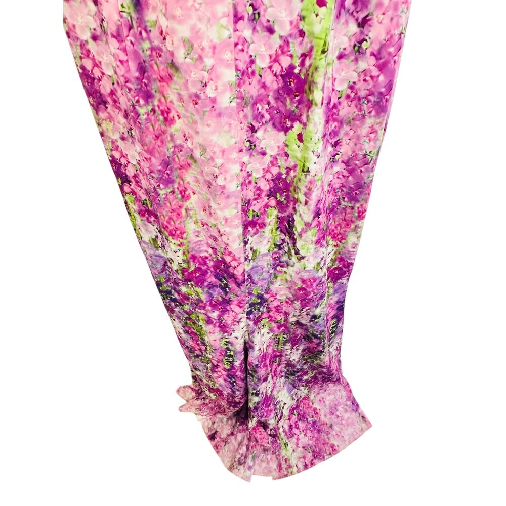 BADGLEY MISCHKA Purple Floral Orchid One Shoulder Gown Dress size 6 - Picture 8 of 14